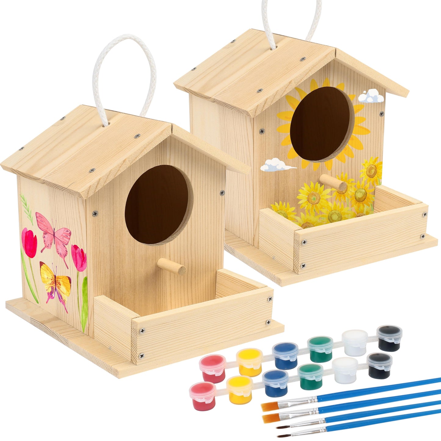 Wooden Birdhouse Building Kit for Kids – DIY Build & Paint Bird House Arts Crafts STEM Activity with Paint & Brushes, Birthday Christmas Gift Boys Girls Ages 4-12