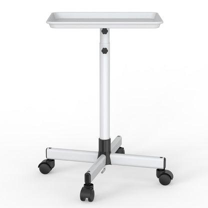 Salon Rolling Tray Trolley on Wheels Height Adjustable 30"-42" – Silver Mobile Salon Cart for Nail Tech, Esthetician, Barber, Hair Stylist & Beauty Station Tool Organizer