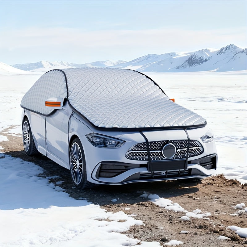 Heavy-Duty Magnetic Car Windshield Snow Cover with Quick Snow Removal, Fit for Cars/Suvs, All-Weather Oxford Cloth Winter Protector, Scratch-Resistant Glass And Rearview Mirror Strips, Full-Coverage Snow Shield (No-Scratch)