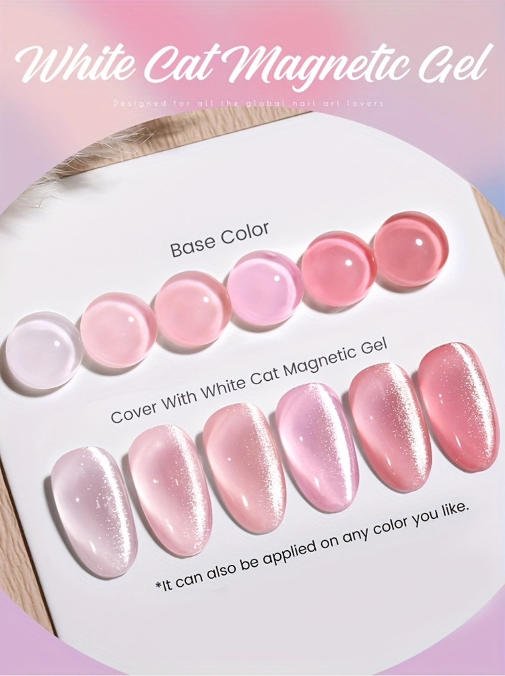 White Glitter Cat Eye Gel Polish Set 2pc Sparkling Magnetic with Stick Included | Soak Off UV LED 0.51oz Each Semi-Permanent 3D Nail Art | Salon & Home DIY Manicure Kit for Women Beginners