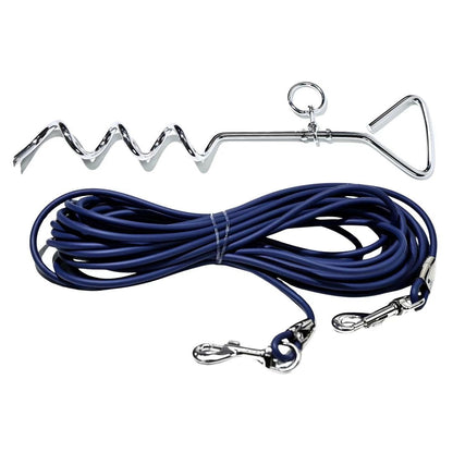 Dog Tie-Out Cable and Metal Stake 30ft – Heavy Duty Outdoor Dog Leash for Small Medium and Large Dogs Yard Camping
