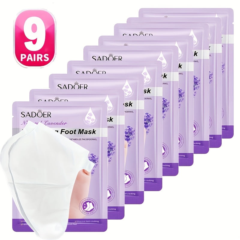 Lavender Foot Mask Socks Deep Hydrating Moisturizing Foot Care Treatment – Soft Smooth Skin, Portable Home Travel Spa, Value Pack 6 Pairs or 9 Pairs