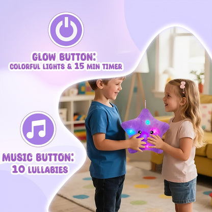 Light Up Musical Star Plush Toy with LED Glow & Soothing Music – Soft Stuffed Star Night Light for Kids Toddlers Nursery, Birthday Baby Shower Valentine Gift for Children Couples