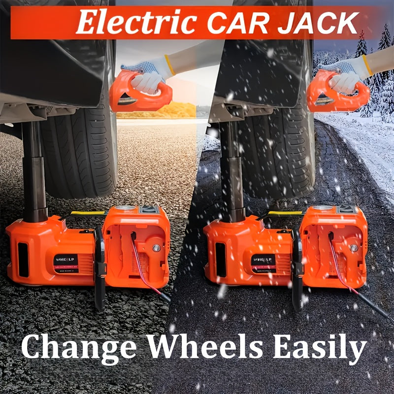 Electric Car Jack | 5 Ton/11023 LBS | Hydraulic Jack Lift with Electric Impact Wrench, Built-in Inflatable Pump, And LED Light | for SUV MPV Sedan Truck | Garage Repair