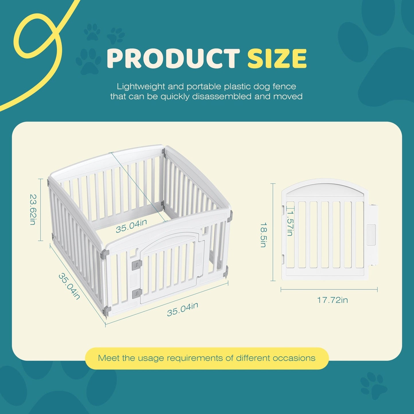 Foldable Dog Playpen & Indoor Outdoor Pet Fence – Portable, Easy to Clean, 4-Panel & 6-Panel, White & Black