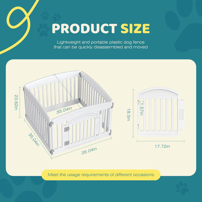 Foldable Dog Playpen & Indoor Outdoor Pet Fence – Portable, Easy to Clean, 4-Panel & 6-Panel, White & Black