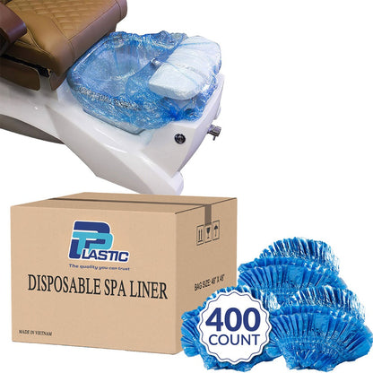 Disposable Pedicure Liners 400 Count XL 48"x48" Blue - Plastic Foot Spa Bowl Liners 9.5 Mic for Pedicure Chair Tub Nail Salon Spa, Hygienic Single-Use Foot Bath Bags, Bulk Pack