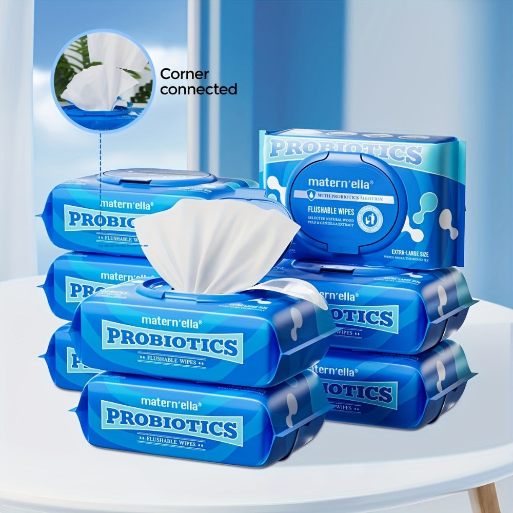 Flushable Wet Wipes with Probiotics – Plant-Based Fibers, Fragrance Free, Sewer Safe, Soft & Thick Disposable Butt Wipes for Adults, Incontinence & Personal Care (1/3/5/6/8/9/15 Packs)