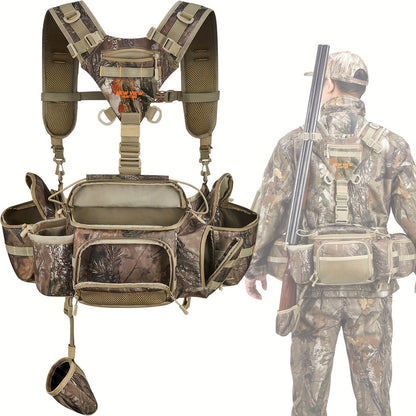 Hunting Fanny Pack for Men with 9 Pockets – Camouflage Waist Bag with Rifle & Bow Holder, Adjustable Strap & Buckle Closure for Hunters & Outdoor Tactical Use