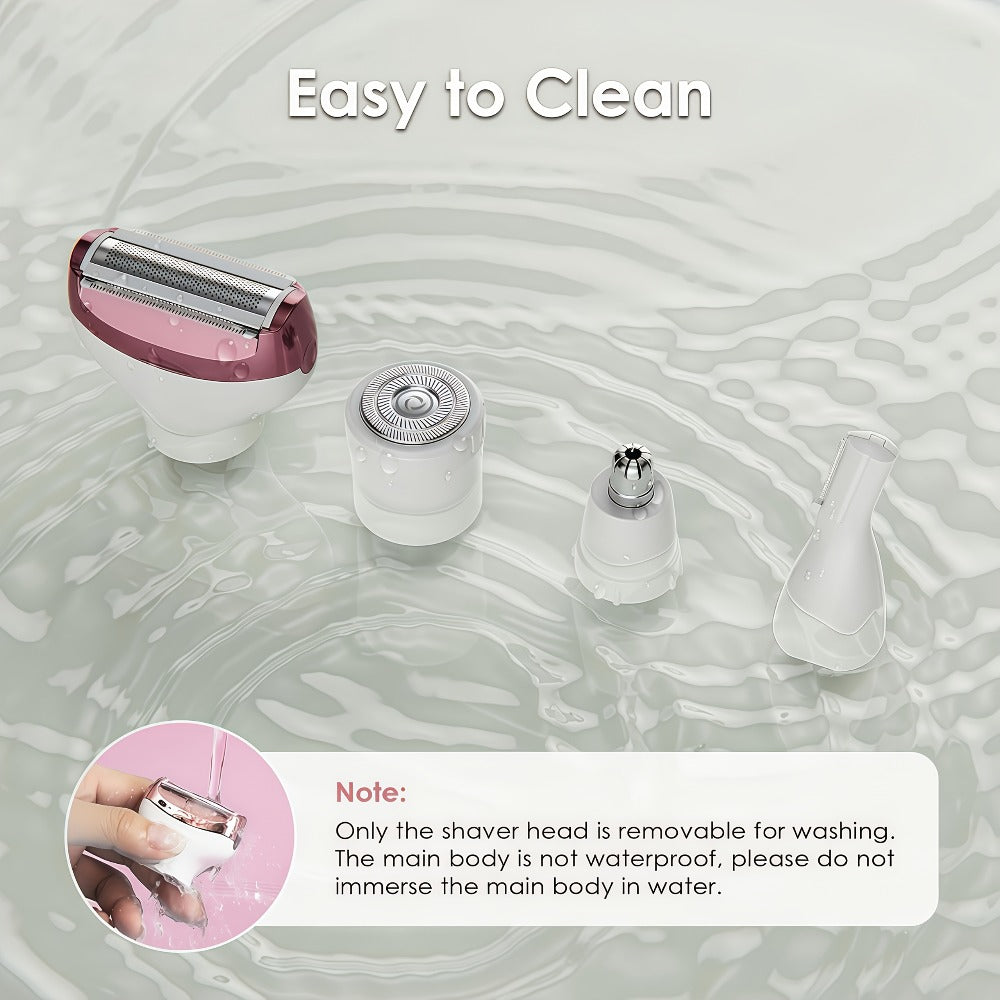 4-in-1 Electric Hair Remover for Women USB Rechargeable Shaver Trimmer – Eyebrow Nose Face Leg Bikini Line Underarm Peach Fuzz Removal Stainless Steel Blades Portable Travel Gift