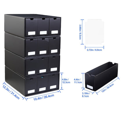 Trading Card Storage Box 12 Drawer with 50 Dividers – Large Cardboard Card Organizer for Sports Cards Baseball Pokemon TCG Playing Cards Collector Gift