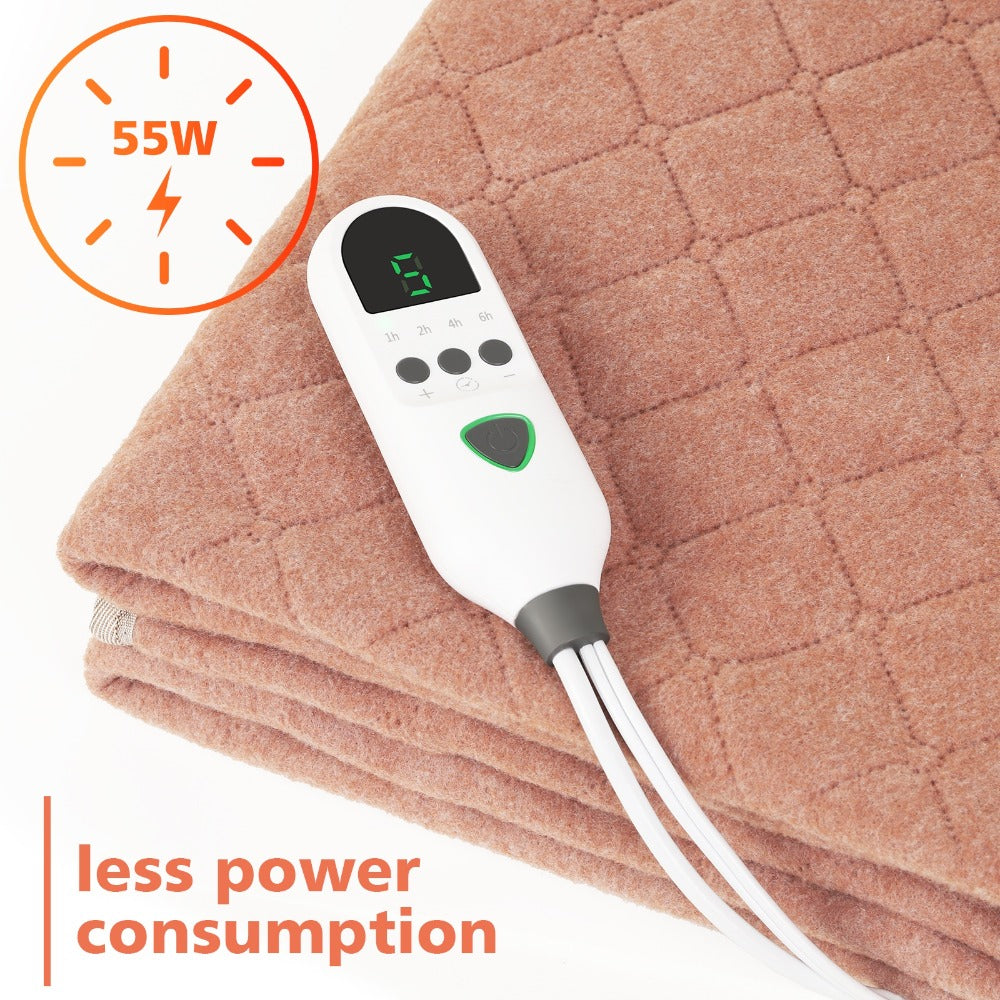 Electric Mattress Pad Heated Bed Warmer 63"x31" - 9 Heat Settings, 4 Auto Shutoff Modes, Rapid Warming, LED Controller, ETL Certified, Machine Washable, Low EMF, Winter Comfort Gift, Brown & Grey