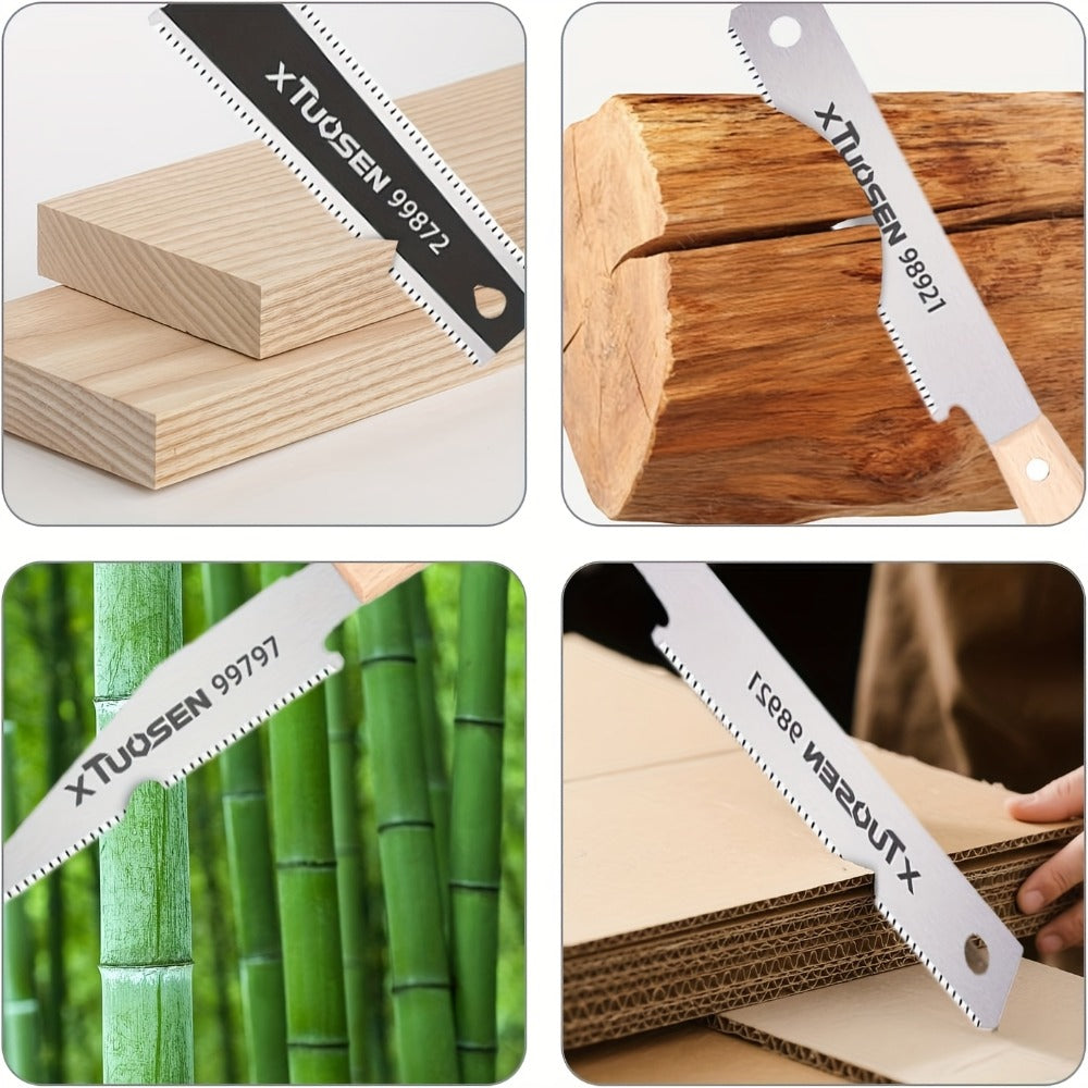 Japanese Pull Saw Set 3-Piece – Double-Sided Fine Teeth Curved Hardwood Hand Saw for Woodworking, Trimming & Precision Cutting, Double-Edged Flush Cut Saw for Pros & DIYers