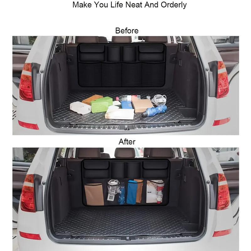 Car Trunk Organizer, Backseat Hanging Organizer with 8 Large Storage Bag Super Capacity -Trunk Organizer for SUV, Truck, Van -Your Space Saving Expert Car Accessories for Womenpurse Holder for Car