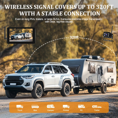 RVGoNow Wireless RV Backup Camera with 7" Touch Screen, HD 1080P Night Vision, BSD Blind Spot Detection, 4-Channel View, Loop Recording, Furrion Pre-Wired Plug & Play for Trailer Truck Camper