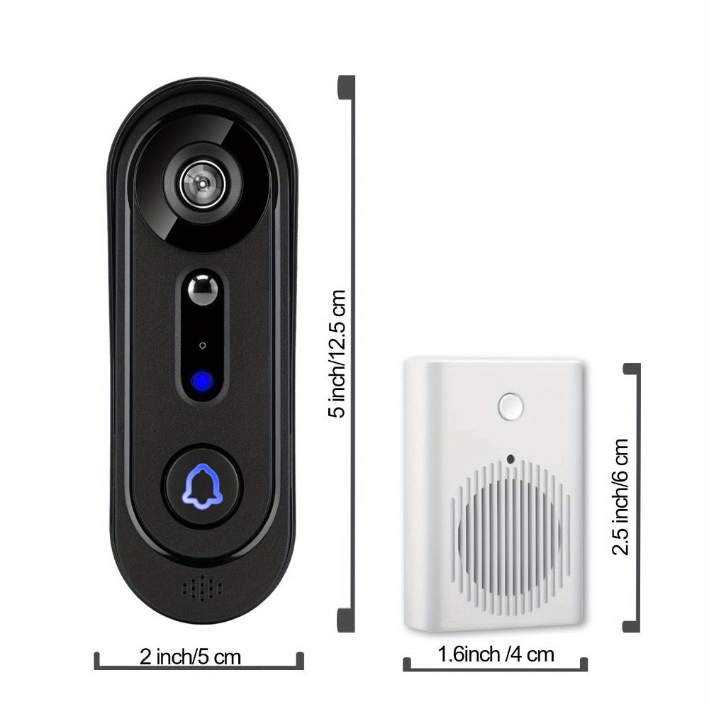 Smart Doorbell Camera 1080P HD Wireless Battery Powered – Night Vision, Motion Detection, Two-Way Audio, Indoor Chime, Cloud Storage & Real-Time Alerts, 2.4GHz WiFi Easy Install No Wiring Needed