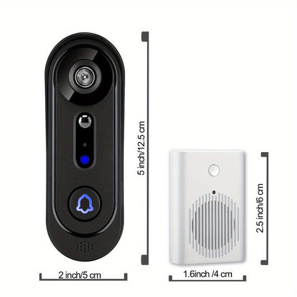 Smart Doorbell Camera 1080P HD Wireless Battery Powered – Night Vision, Motion Detection, Two-Way Audio, Indoor Chime, Cloud Storage & Real-Time Alerts, 2.4GHz WiFi Easy Install No Wiring Needed