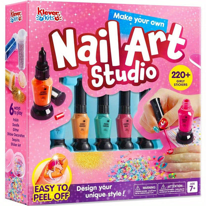 Kids Nail Art Kit for Girls – Non-Toxic Nail Polish Set with Glitter Stickers & Sequins 220+ Designs – Complete Children Nail Studio Creative Gift for Ages 7+ Birthday Christmas Sleepover Spa Party
