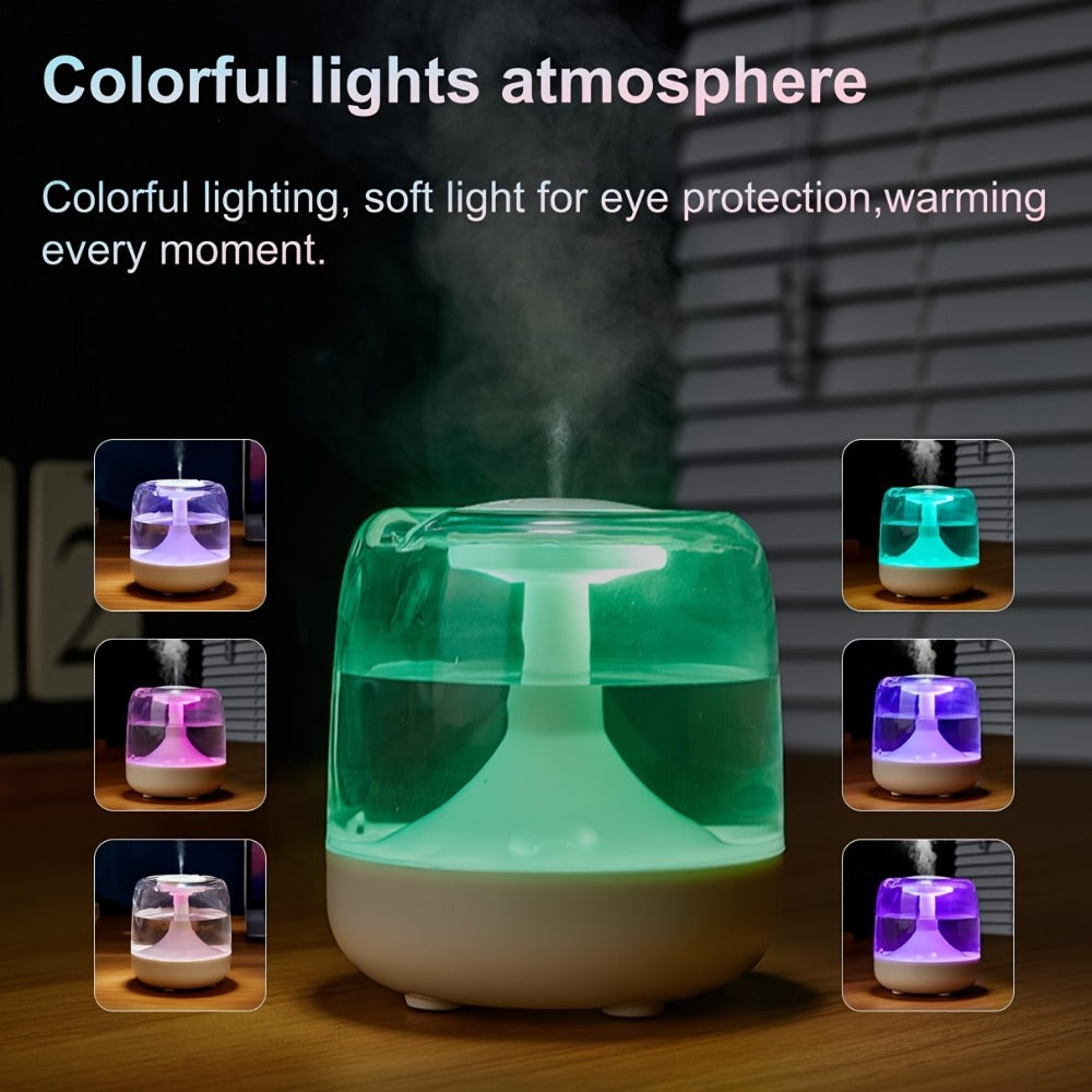 Cool Mist Humidifier with 7-Color Night Light & Transparent Tank | USB Quiet Humidifier 24H Runtime, 2-Speed Mist, Top-Fill Design for Bedroom, Office & Small Spaces | White & Green