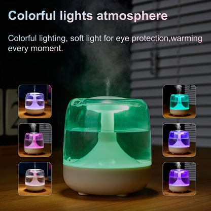 Cool Mist Humidifier with 7-Color Night Light & Transparent Tank | USB Quiet Humidifier 24H Runtime, 2-Speed Mist, Top-Fill Design for Bedroom, Office & Small Spaces | White & Green
