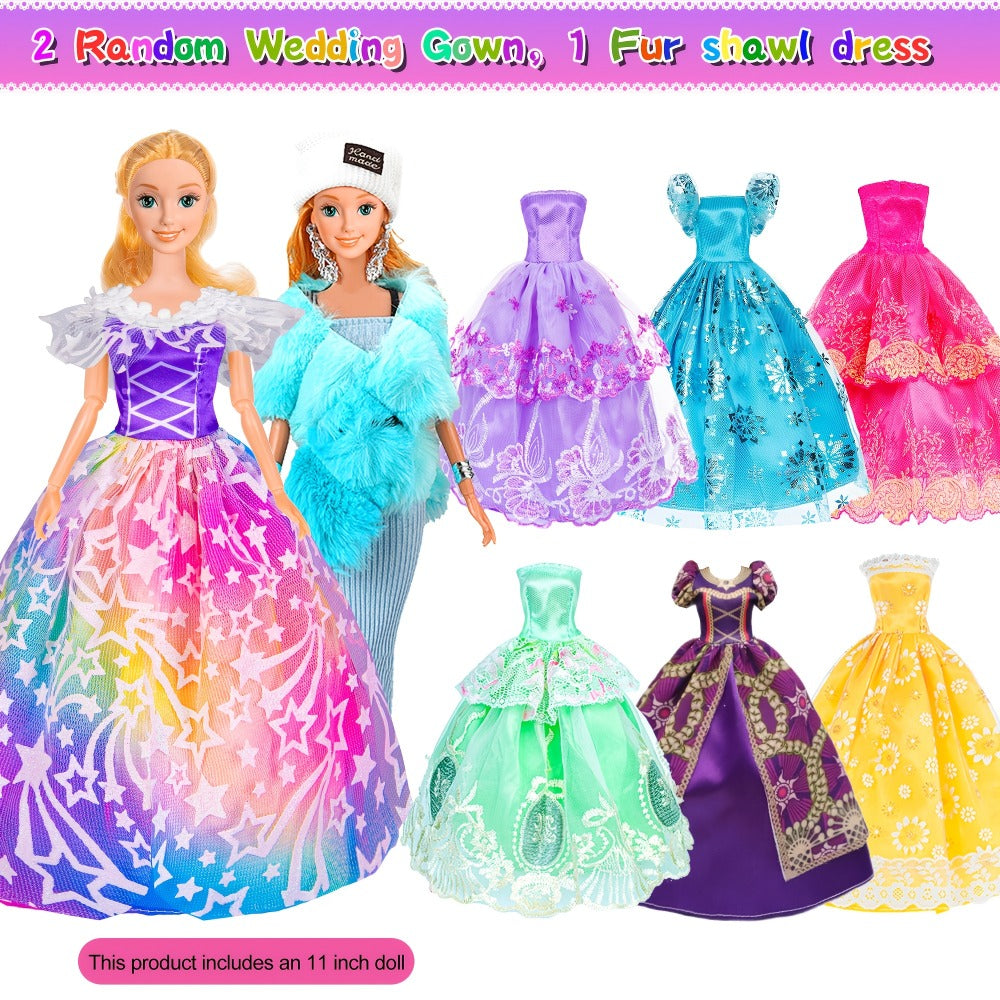 Doll Closet Playset 108 Piece with 11.5 Inch Fashion Doll Purple Wardrobe Wedding Gowns Shoes Handbags Crowns & Accessories – Ultimate Barbie-Size Fashion Gift for Girls Ages 6-12 Birthday Christmas