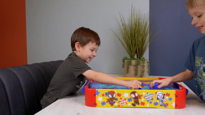 Kids Tabletop Air Hockey Table Marvel Spidey and His Amazing Friends - Officially Licensed Wood Surface, Manual Score Tracker, Indoor Game for Boys Girls Ages 3+ | Birthday Christmas Holiday Gift