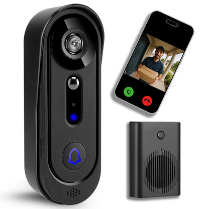 Video Doorbell Camera 1080P HD Wireless with Night Vision, Motion Detection, Two-Way Audio, Indoor Chime & Cloud Storage – 5200mAh Battery, 166° Wide Angle, 2.4GHz WiFi Smart Door Camera