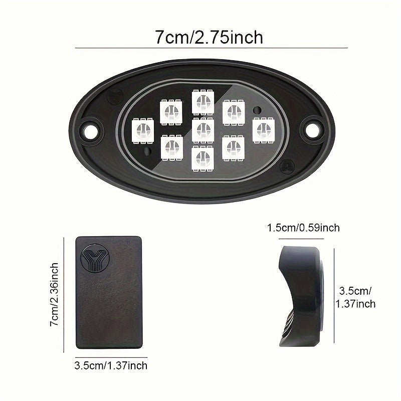 Car Decorative Lights, Chassis Lights, Truck Rock Lights, RGB LED Rock Light Kit, APP/ Remote Control And Music Mode, Wireless Remote Control, Multi-color Car Backlight, Foot Space Neon Light Kit, RZR SUV ATV UTV