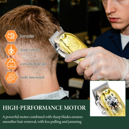 Men's Grooming Gift Set 3-Piece — LQT Cordless Hair Clipper, Electric Shaver & Hair Cutter with LED Display, Golden Dragon Edition, Premium Gift Box, Perfect Father's Day & Birthday Gift for Men