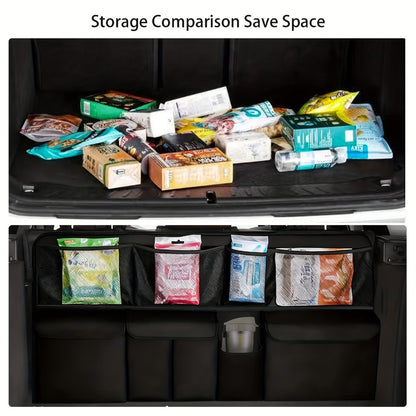 Car Trunk Organizer Bag - High Capacity Oxford Cloth Rear Seat Storage with Adjustable Dividers & Storage Pockets, Universal Fit for Cars, SUVs & Trucks