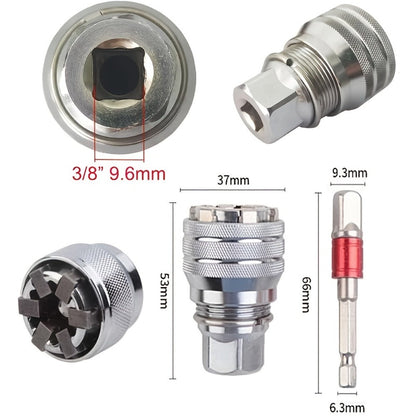 Universal Socket Wrench Adapter 10-19mm - Adjustable Hex Nut & Bolt Socket, Fits 3/8" Drive Ratchet, Torque Wrench & Electric Drill, All-in-One Socket Tool for Home & Professional Use