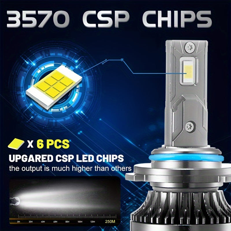 2pcs H1 LED Bulbs, H7 LED Bulbs, H4 LED Bulbs, H11 HB3 9005 Bulbs, HB4 9006 Bulbs, HIR2 Bulbs. Perfect for Car Enthusiasts As A Gift to Enhance Nighttime Driving Safety. Upgraded with 30, 000 Lumens, 350 Watts, Automatic Headlights, 12V, 6500K.