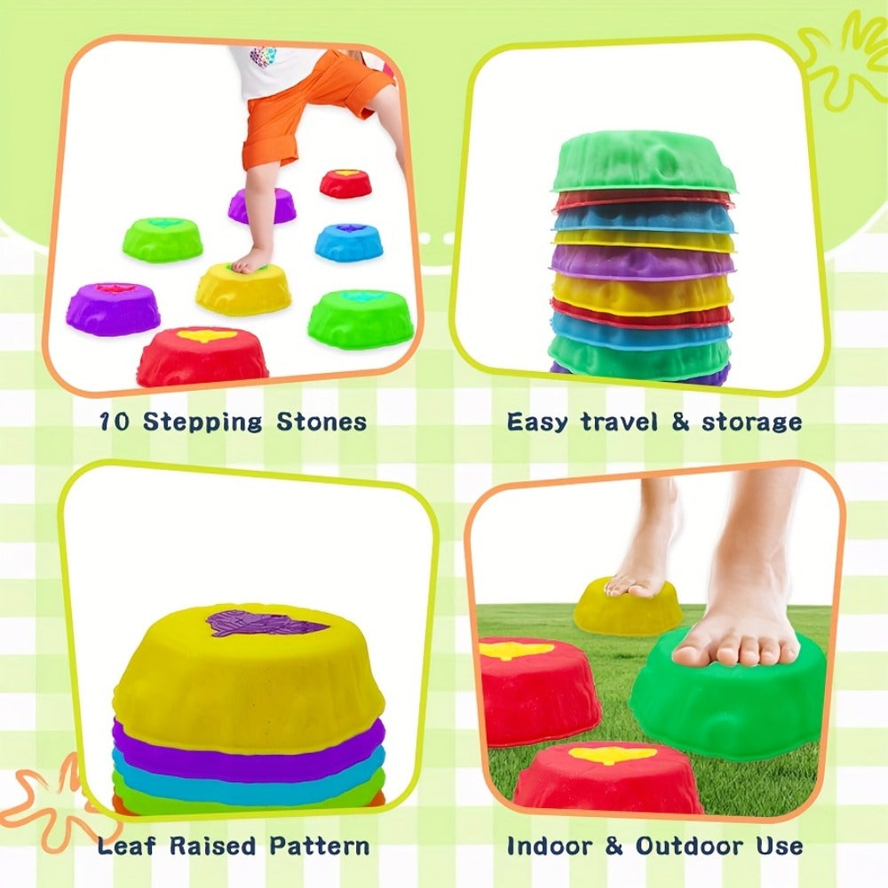 Light-Up Stepping Stones for Kids 10 Piece Glow Balance Training Sensory Coordination Game Indoor Outdoor Activity Toy Party Birthday Christmas Gift Boys Girls Ages 3+