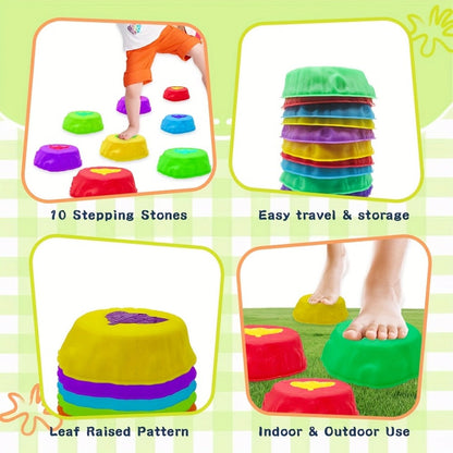 Light-Up Stepping Stones for Kids 10 Piece Glow Balance Training Sensory Coordination Game Indoor Outdoor Activity Toy Party Birthday Christmas Gift Boys Girls Ages 3+