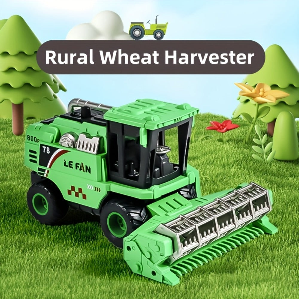 Wheat Harvester Toy Car Inertia Friction Powered Agricultural Vehicle Simulation Model for Kids Boys Girls Ages 3+ – Battery-Free Farm Truck Toy Birthday Christmas Gift