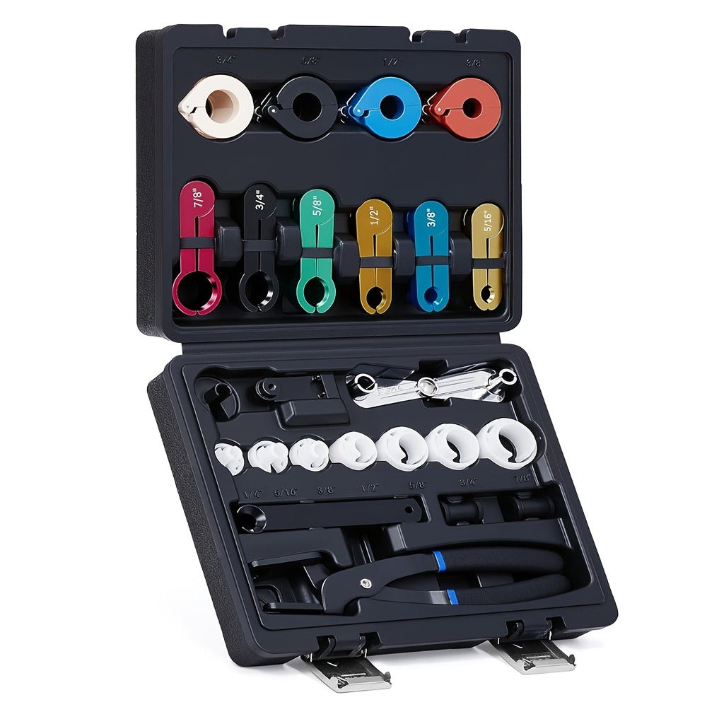 Fuel Line Disconnect Tool Set - 26pc Master Quick Disconnect Kit with AC & Transmission Disconnect Pliers for Fuel Line Removal, Automotive AC Fuel System Repair