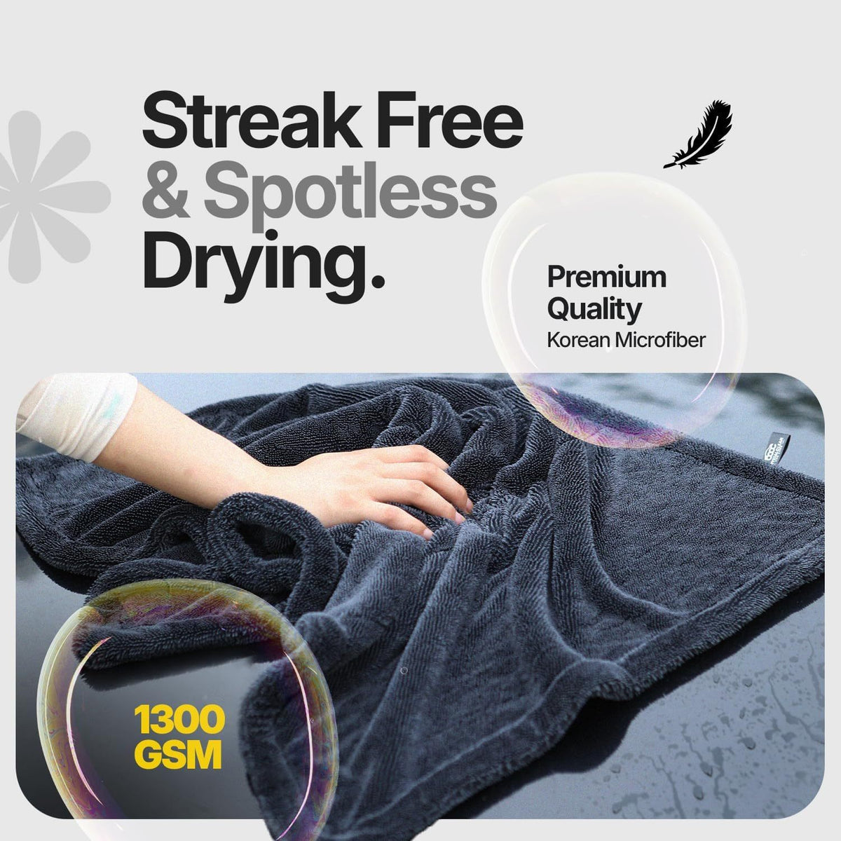 Extra Large Pack of 2 Double Twisted Loop Quick-Drying Towel | 24X36 Inches 1400GSM And 12X12 Inches | High Absorbency | Leaving No Streaks | Designed for Car Detailing
