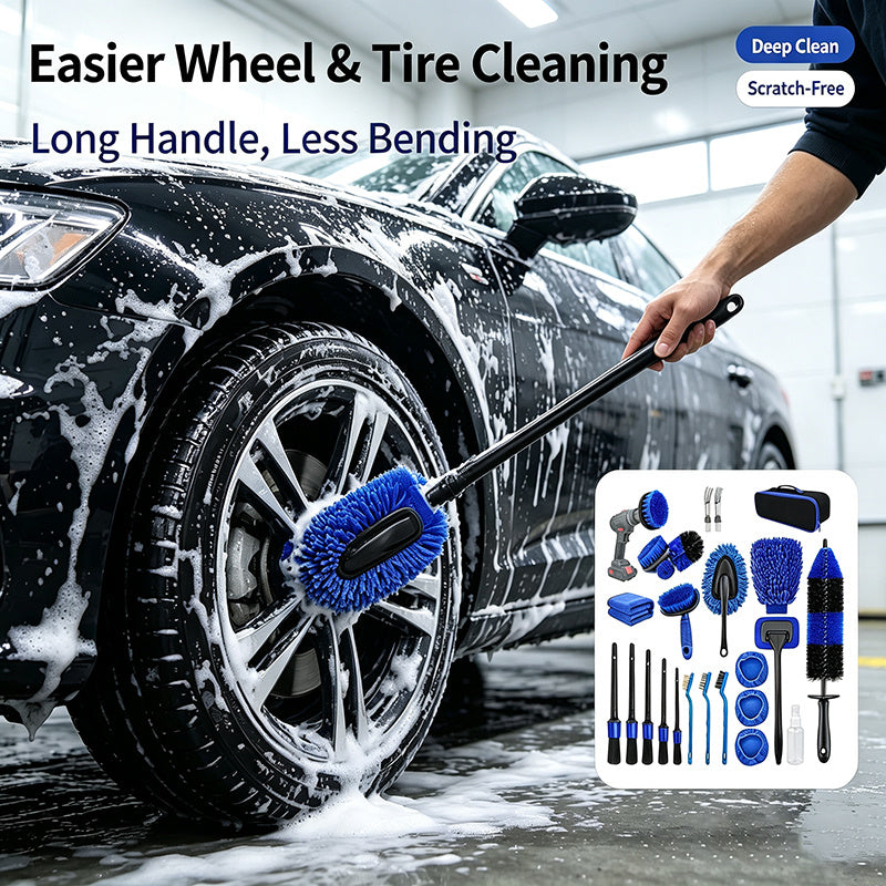 25pcs Cleaning Brush Car Detailing Kit, Car Detailing Brush Set, Car Cleaning Kit, Auto Detailing Tools for Interior Exterior Wheels, Professional Car Wash Additions with Windshield Cleaning Tool And Storage Box