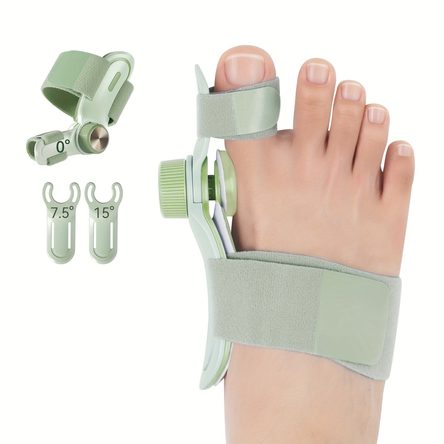 Bunion Corrector Splint with Double Correction – Stepless Adjustable Knob, 3-Angle Fixing Plate, Fits Left & Right Foot for Men & Women