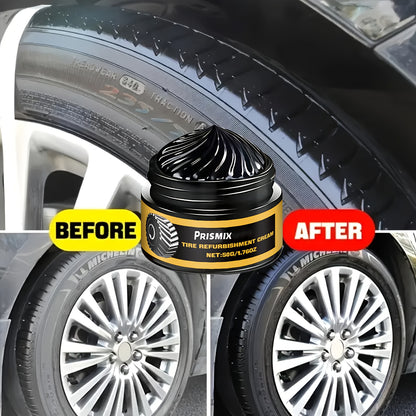 [Tire Polishing Paste] 2pcs Car Black Interior Tire Polishing And Retreading Paste Tire Cleaning Rust Removal Polishing Shine Enhancement Anti-Fouling Wheel Retreading Paste - Lasting Shine, Noticeable Effect, Beeswax Ingredients, No Professional Tools Ne
