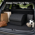 Faux Leather Car Trunk Organizer with Lid, Keep Your Trunk Tidy, Foldable Large Capacity Cargo Storage Box for Groceries, Tools, Sports Gear, Travel Essentials, Suvs, Sedans, And Trucks