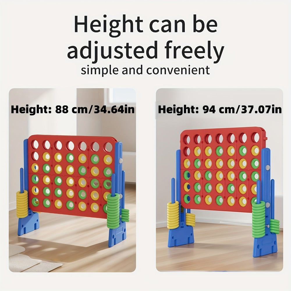Height Adjustable Giant Connect 4 Game 33–37 Inch – Jumbo 4-in-a-Row Outdoor Yard Game with Quick Release Slider for Teens, Adults & Families, Indoor Outdoor BBQ Birthday Party Tailgate Game Set, Blue Red