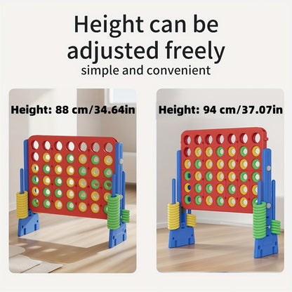 Height Adjustable Giant Connect 4 Game 33–37 Inch – Jumbo 4-in-a-Row Outdoor Yard Game with Quick Release Slider for Teens, Adults & Families, Indoor Outdoor BBQ Birthday Party Tailgate Game Set, Blue Red