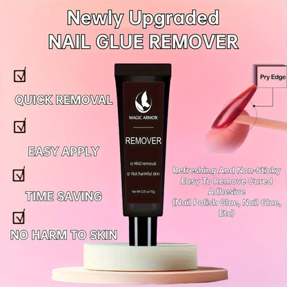 Super Strong Nail Glue & Remover Kit 10g - Long Lasting Adhesive for Acrylic Press-On False Nails - Precision Tip Applicator Clear Drying DIY Salon Nail Art for Women Girls Beginners