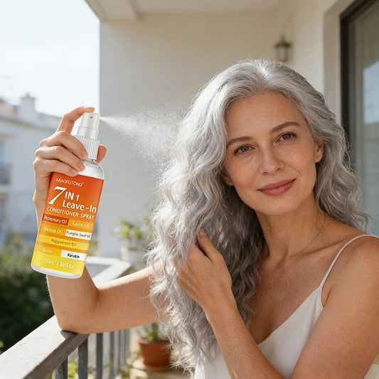 7-in-1 Leave-In Hair Essence Spray for Women - Anti Frizz Shine Boost Heat Protection Deep Moisture Floral Scent Lightweight No-Rinse Formula for Dry Damaged All Hair Types 100ml