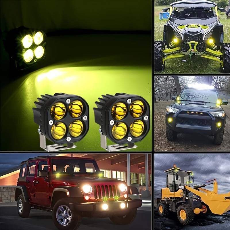 1/2/4pcs Clover Dual-Color LED Work Light, Super High LM, Ultra Bright Motorcycle LED Lamp, Sturdy Structure And Long Service Life, Suitable for Cars, Off-road Vehicles, ATV, Pickups And Ships, Vehicle Exterior Lighting And Decoration Lights
