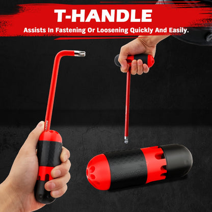 Hex Key & Torx Wrench Set 30-Piece – Long Arm Ball End Allen Wrenches with T-Handle & Extension Bar | SAE, Metric & Torx T10–T50 | Chrome Vanadium Steel