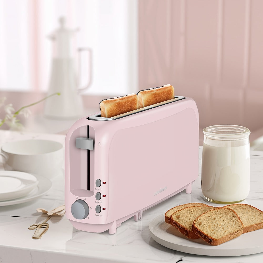 2 Slice Slim Toaster with 6 Shade Settings, Cancel Reheat Defrost Functions, Removable Crumb Tray – Compact 750W Bread Toaster for Kitchen Counter, Fits Bread Waffle Bagel