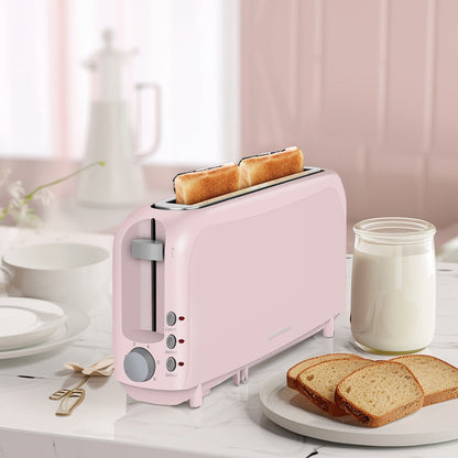 2 Slice Slim Toaster with 6 Shade Settings, Cancel Reheat Defrost Functions, Removable Crumb Tray – Compact 750W Bread Toaster for Kitchen Counter, Fits Bread Waffle Bagel