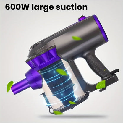 600W 4-in-1 Handheld Stick Vacuum Cleaner 20Kpa Strong Suction Low Noise Design - Lightweight Portable for Pet Hair, Hard Floors & Carpets, 110V Electric Vacuum with Multiple Attachments, Orange & Purple